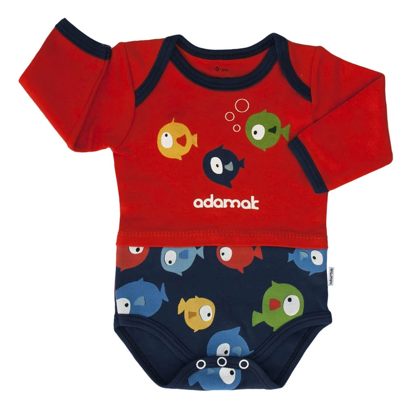 بادی آستین بلند نوزادی آدمک مدل ماهی کد 01