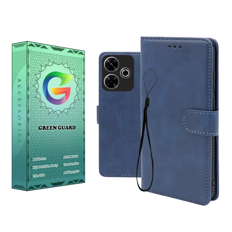 کیف کلاسوری گرین گارد طرح چرمی مدل Landing کد 03 مناسب برای گوشی موبایل شیائومی Redmi 13 4G به همراه بند آویز