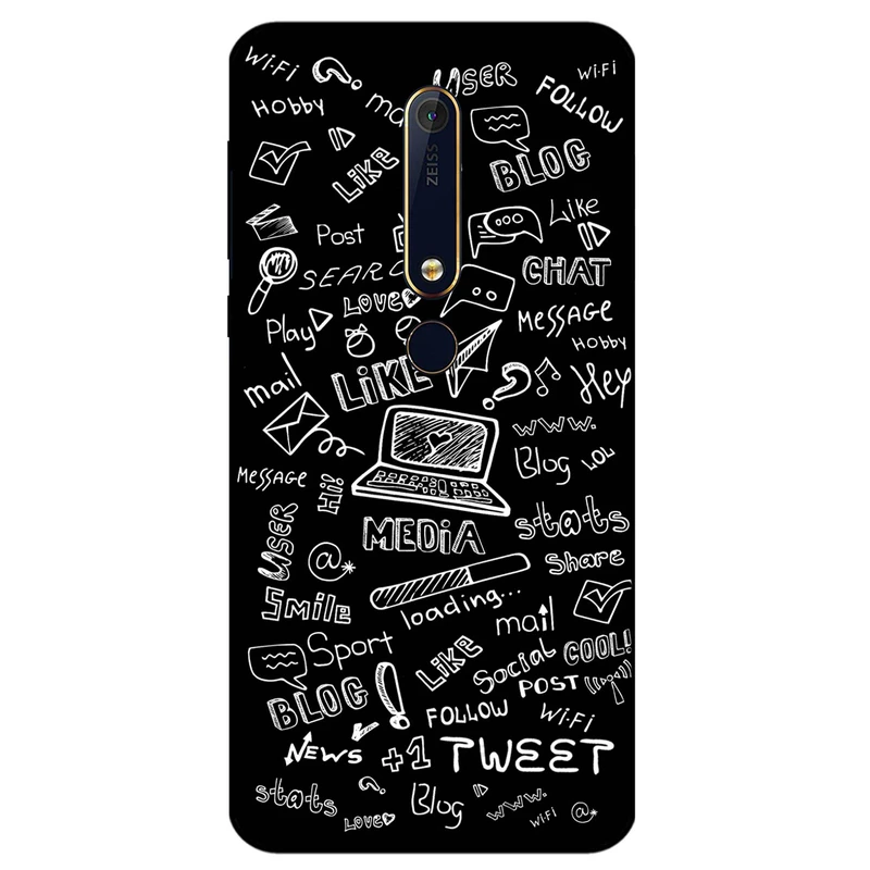کاور مگافون طرح رسانه های اجتماعی مدل 1898 مناسب برای گوشی موبایل نوکیا 6.1     