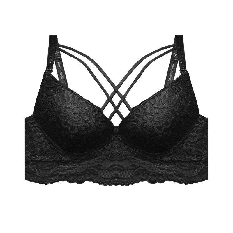 سوتین زنانه مدل اسفنجی دکلته هارنس دوبل گیپور جکدار کاپ B کد 685796