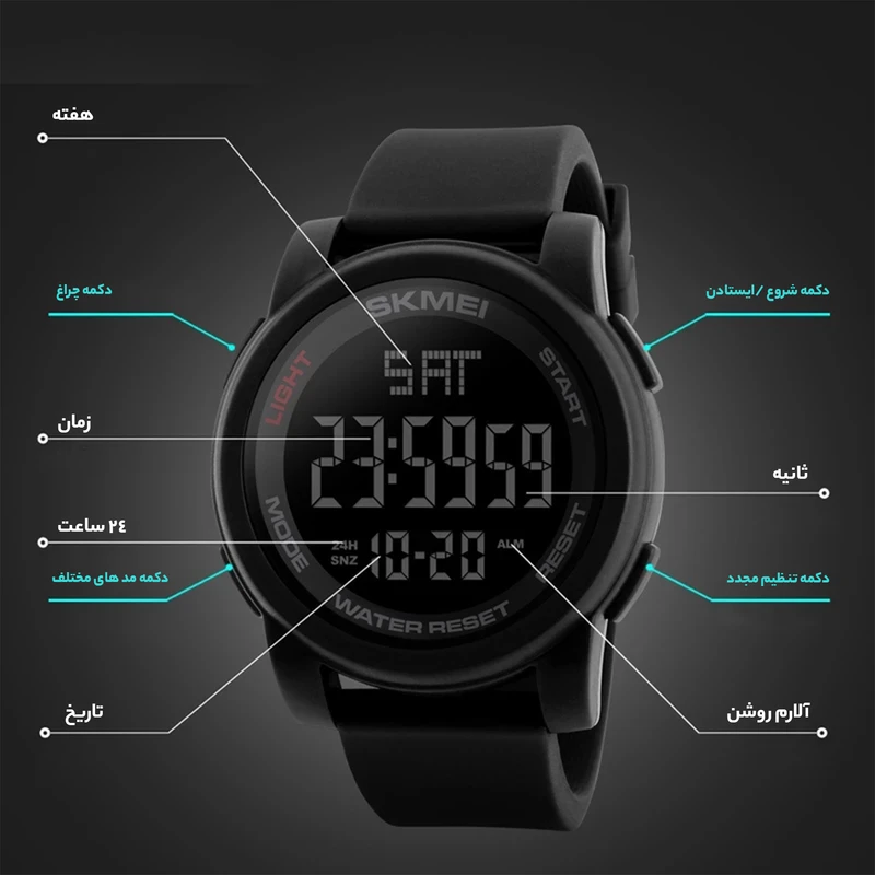 عکس شماره 14 : ساعت مچی دیجیتالی مردانه اسکمی مدل 1257 کد 05