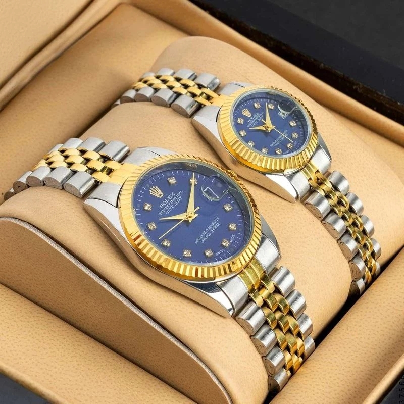 ست ساعت مچی عقربه ای زنانه و مردانه  مدل دیت جاستbtn