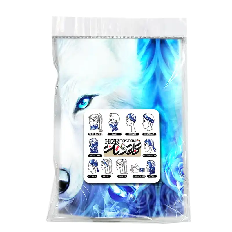 دستمال سر و گردن هزاردستان طرح گرگ و گل مدل ds138