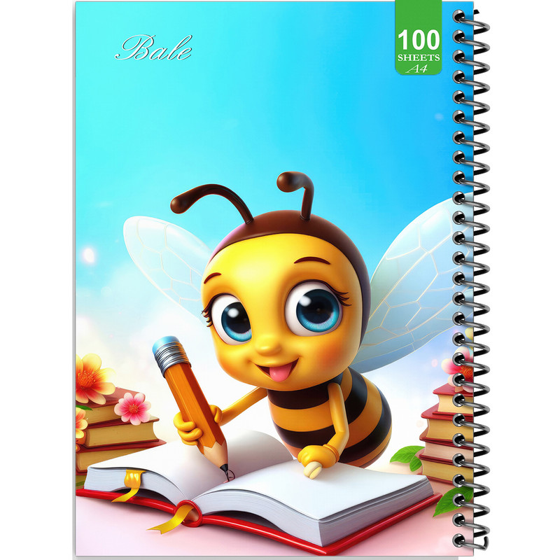 دفتر نقاشی 100 برگ بله طرح فانتزی زنبور نقاش کد A4-N453