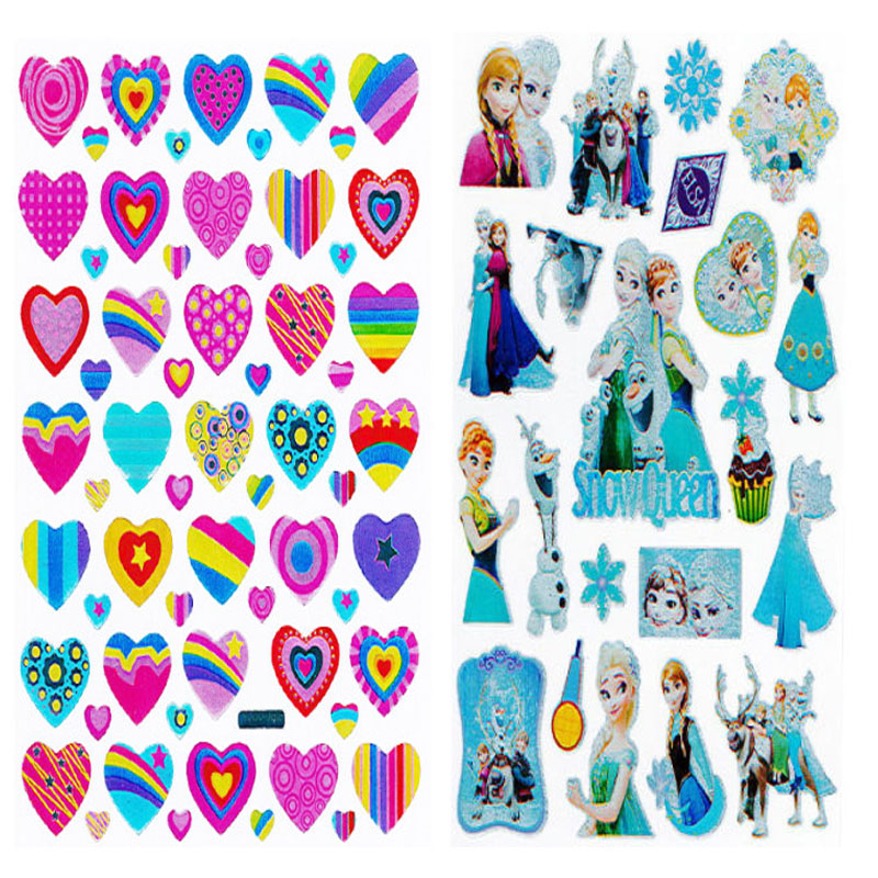 استیکر کودک طرح قلب و فروزن کد FT111 مجموعه 10 عددی