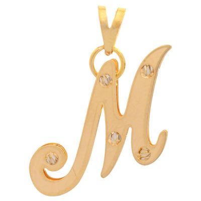آویز گردنبند طلا 18 عیار زنانه طلای مستجابی طرح حرف M کد E1587
