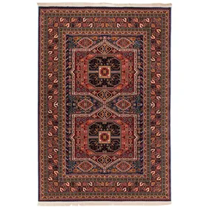 گبه ماشینی دنیای فرش کد 518B زمینه آبی کاربنی