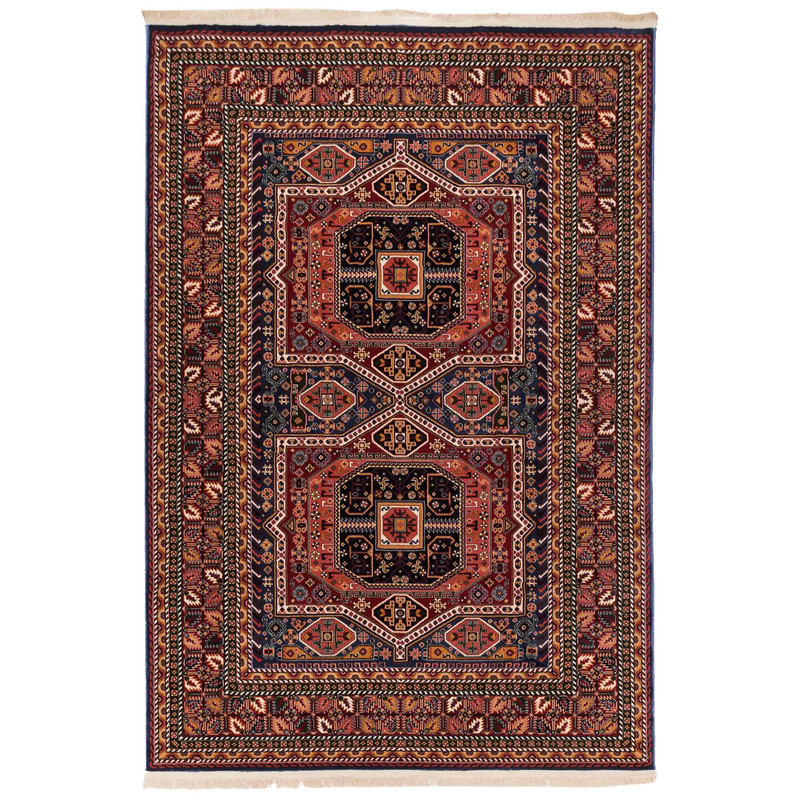 گبه ماشینی دنیای فرش کد 518B زمینه آبی کاربنی