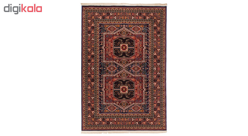 گبه ماشینی دنیای فرش کد 518B زمینه آبی کاربنی