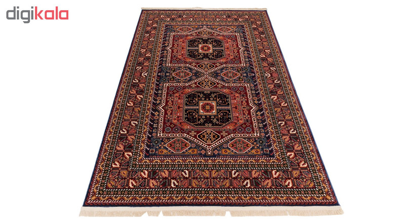 گبه ماشینی دنیای فرش کد 518B زمینه آبی کاربنی