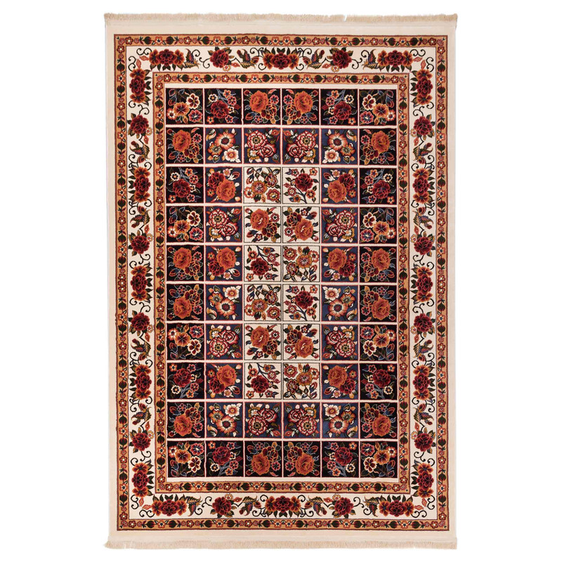 گبه ماشینی دنیای فرش کد 539K زمینه کرم