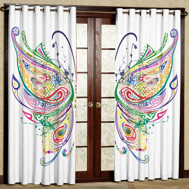  پرده بارمان دکور طرح پروانه مدل هازان پانچی کد 04-4803 W سایز 140x280 سانتی متر