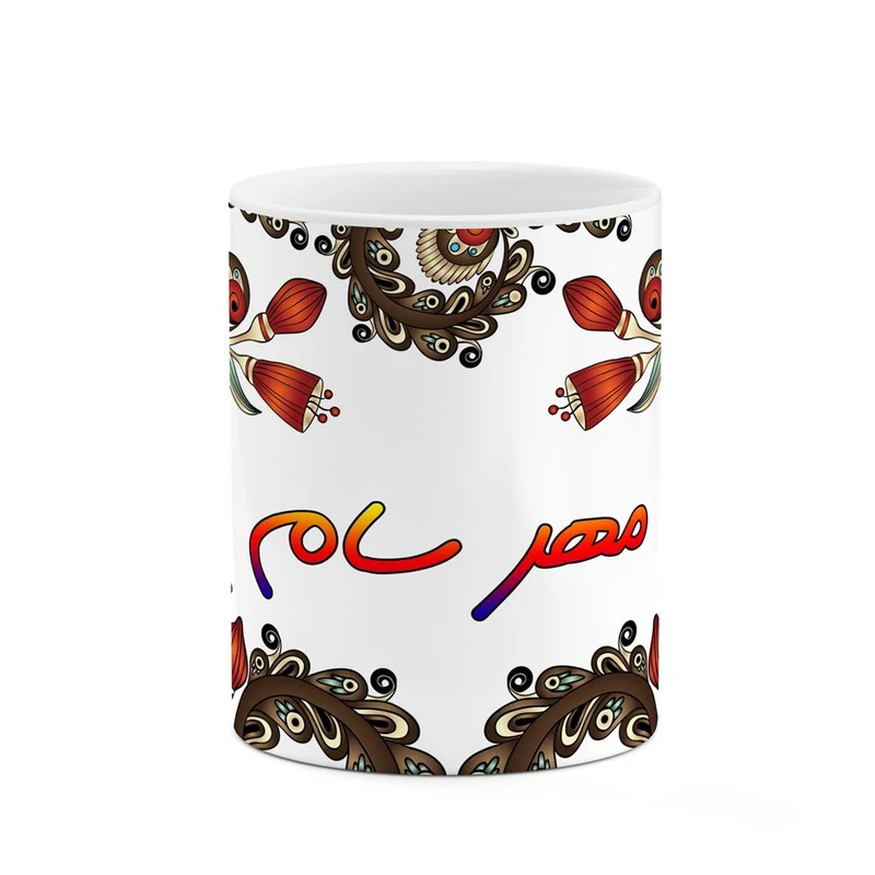 ماگ کاکتی مدل اسم مهر سام طرح سنتی گل و بته کد mgh47707