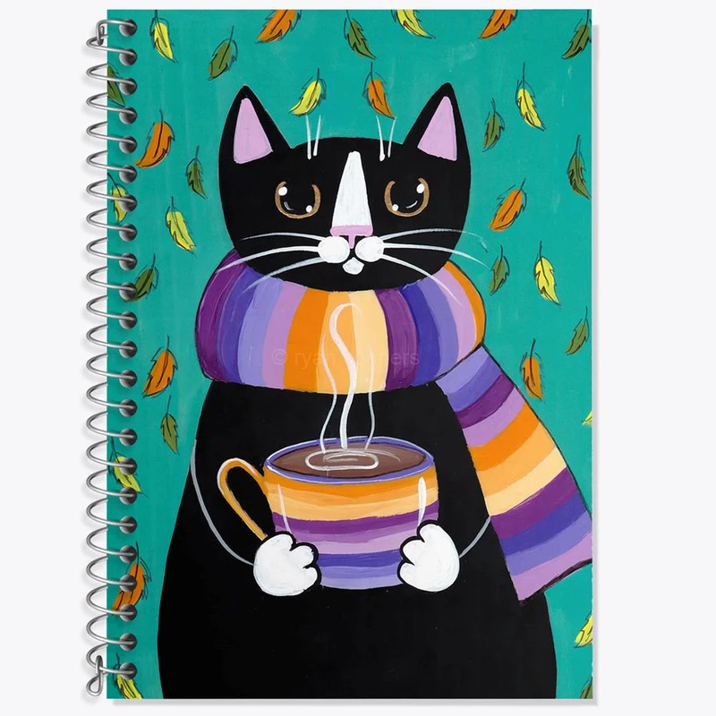 دفتر زبان 50 برگ خندالو مدل دو خط طرح گربه کد 5192