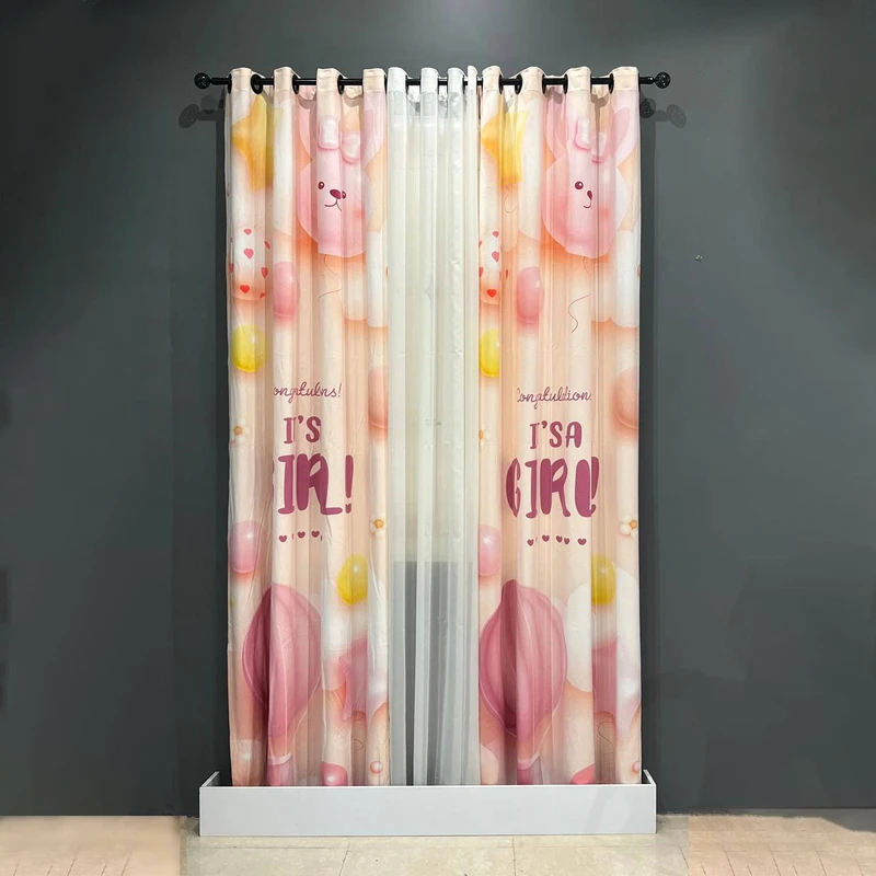 پرده مدل پانچی مخمل و حریر ساده طرح کودک کد n22 سایز 140x275 سانتی متر