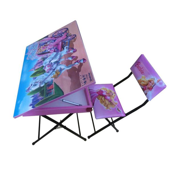 میز تحریر باکسدار و صندلی تاشو شهریار طرح باربی میز تحریر باکسدار و صندلی تاشو شهریار طرح باربی