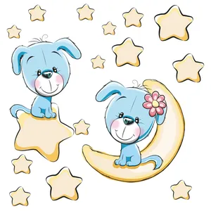استیکر دیواری کودک تُکتم طرح ماه و ستاره کد 12