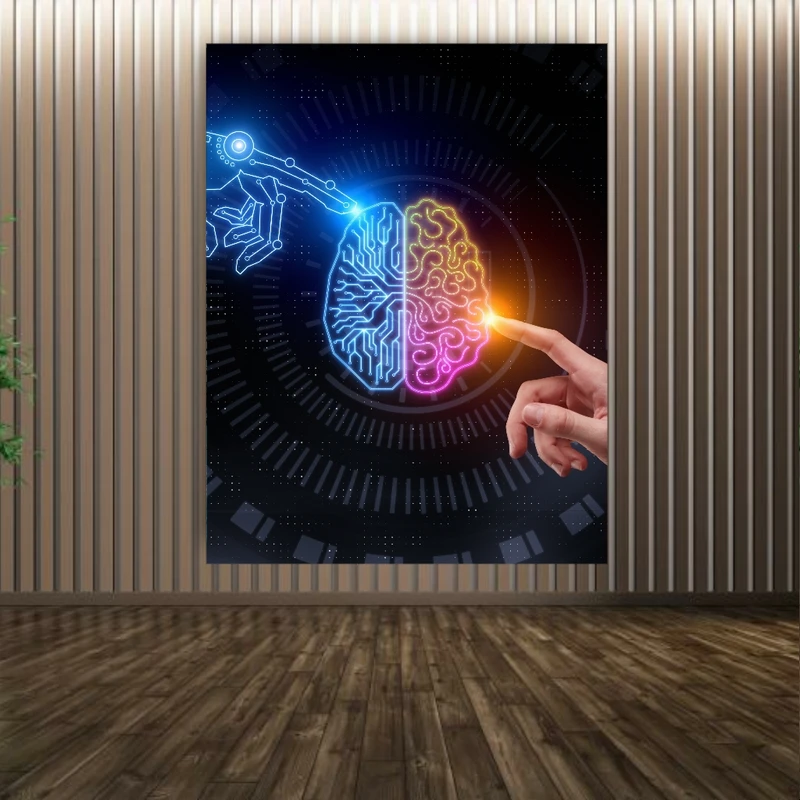 پوستر پارچه ای طرح نئون ساختار مغز کد PP1501