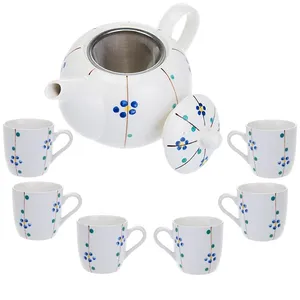 سرویس چای خوری 9 پارچه کوچک طرح گل سان مدل S001-F