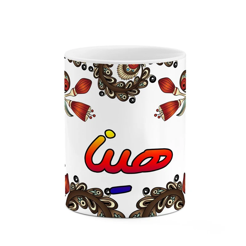 ماگ کاکتی مدل اسم هینا طرح سنتی گل و بته کد mgh48356