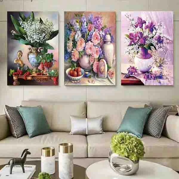 تابلو شاسی طرح گل مدل 3126 مجموعه سه عددی