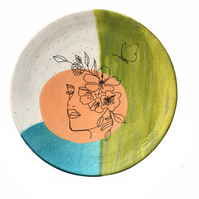 بشقاب دیوارکوب سفالی طرح مینیمال کد NS102