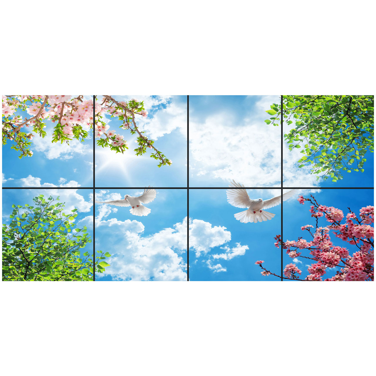 تایل سقفی آسمان مجازی طرح پرواز و آسمان کد 0800 سایز 60x60 سانتی متر مجموعه 8 عددی