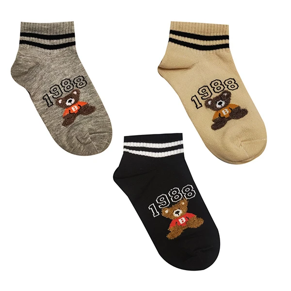 جوراب ساق کوتاه پسرانه تن پوش هنگامه مدل پنبه تدی بسته 3 عددی