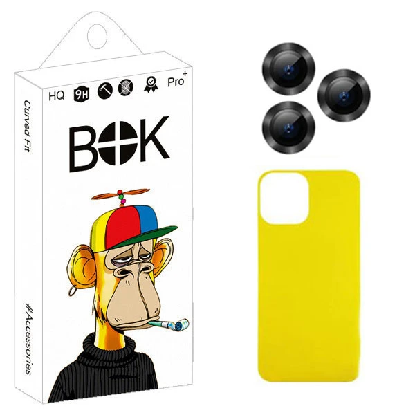 محافظ پشت گوشی بوک مدل GH+ مناسب برای گوشی موبایل اپل IPHONE 13promax به همراه محافظ لنز دوربین