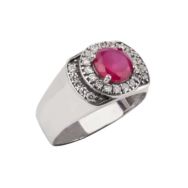 انگشتر نقره مردانه مدل یاقوت 20501