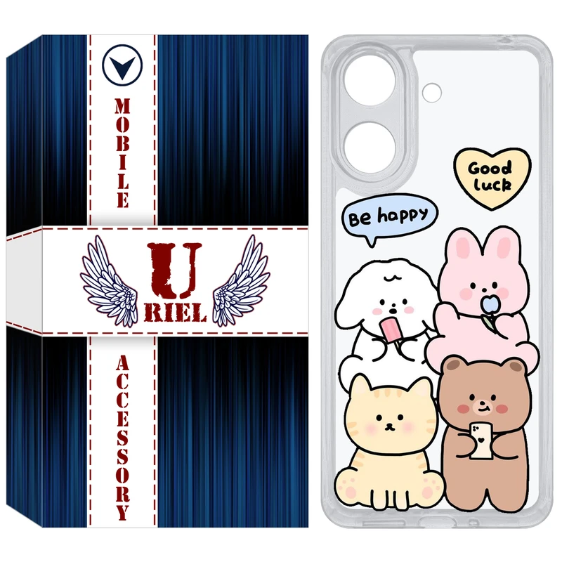 کاور یوریل مدل Clear کد 14 طرح خوشحال مناسب برای گوشی موبایل شیائومی Redmi 13C / Poco C65