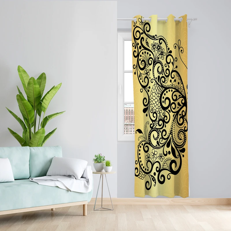 پرده طرح بال پروانه مدل مخمل پانچی کد L 1406L Z سایز 140x200 سانتی متر