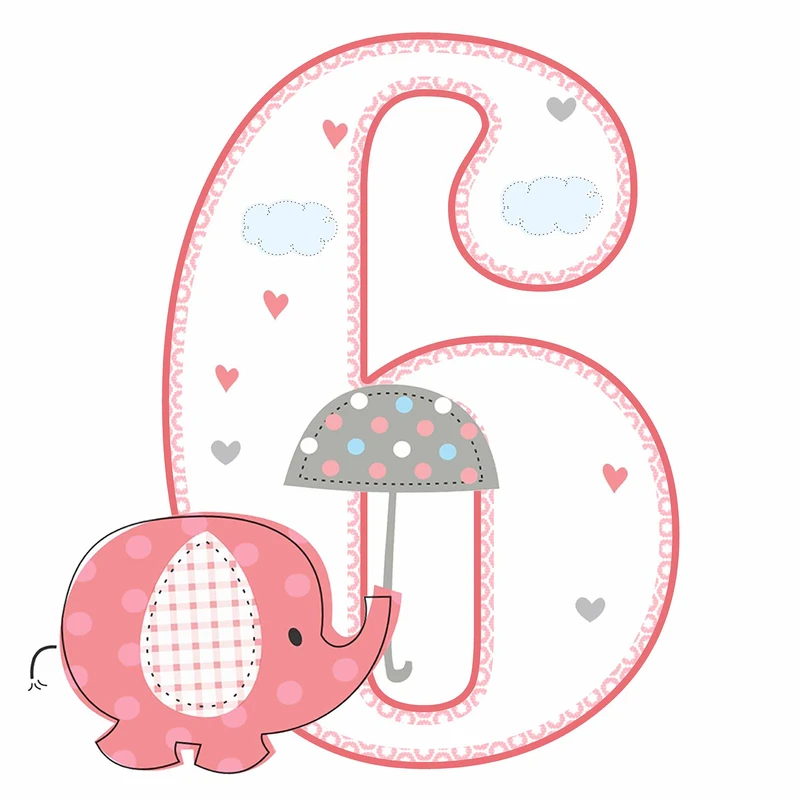  استند رومیزی تولد مدل عدد 6 طرح فیل دخترانه کد 1056