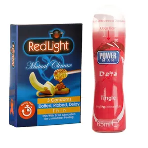 کاندوم  ردلایت مدل Mutual Climax بسته 3 عددی به همراه ژل دلتا پاورمن مدل Tingle حجم 65 میلی لیتر