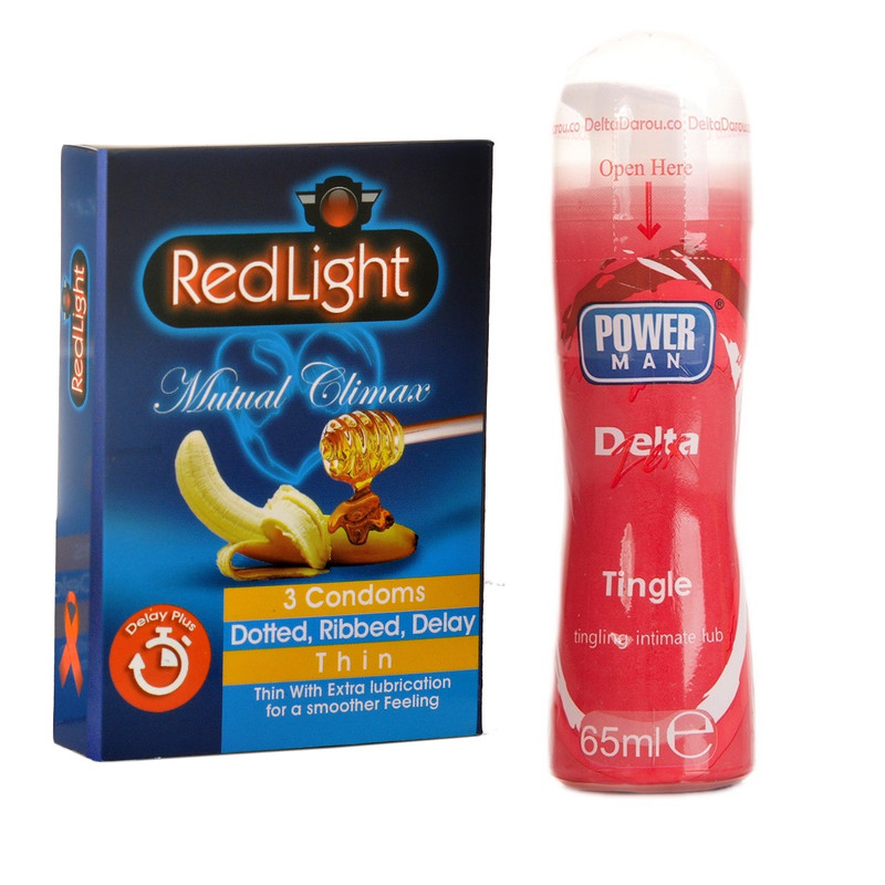 کاندوم ردلایت مدل Mutual Climax بسته 3 عددی به همراه ژل دلتا پاورمن مدل Tingle حجم 65 میلی لیتر کاندوم ردلایت مدل Mutual Climax بسته 3 عددی به همراه ژل دلتا پاورمن مدل Tingle حجم 65 میلی لیتر
