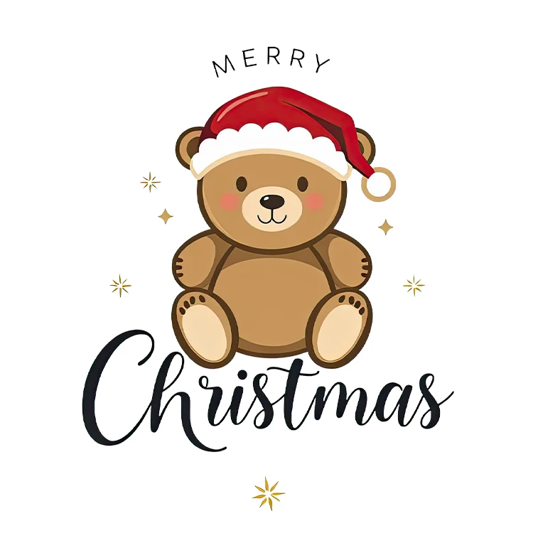 استیکر پارچه و لباس پاد آفرین مدل کریسمس طرح خرس تدی کد S3087