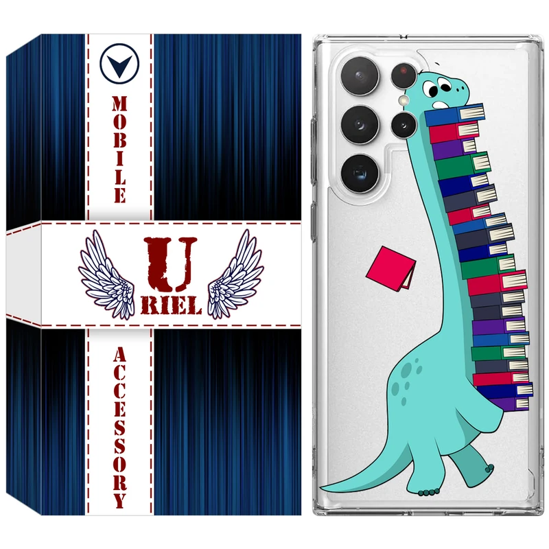 کاور یوریل مدل Clear کد 17 طرح دایناسور کتابخوان مناسب برای گوشی موبایل سامسونگ Galaxy S22 Ultra