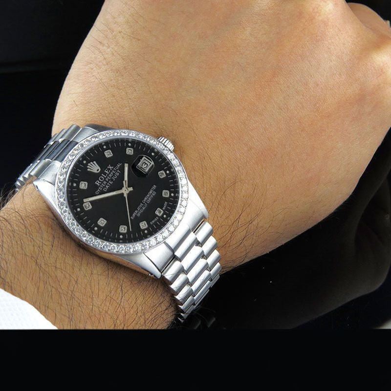 ساعت مچی عقربه‌ای مردانه مدل دیتی جاست نگین دار کد 1-n-b-n