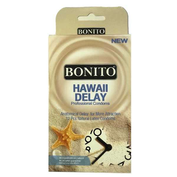 کاندوم بونیتو مدل Hawaii Delay بسته 12 عددی کاندوم بونیتو مدل Hawaii Delay بسته 12 عددی