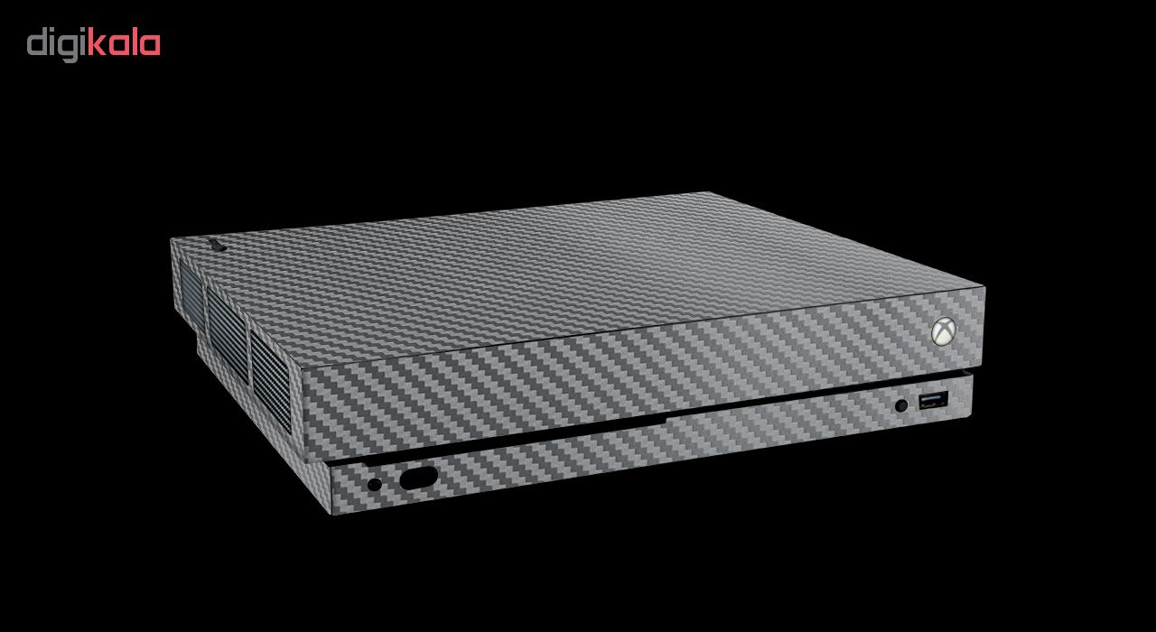 برچسب پوششی ماهوت مدل Silver Carbon-fiber Texture مناسب برای کنسول بازی Xbox One X