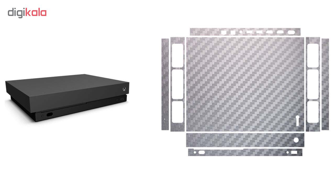 برچسب پوششی ماهوت مدل Silver Carbon-fiber Texture مناسب برای کنسول بازی Xbox One X
