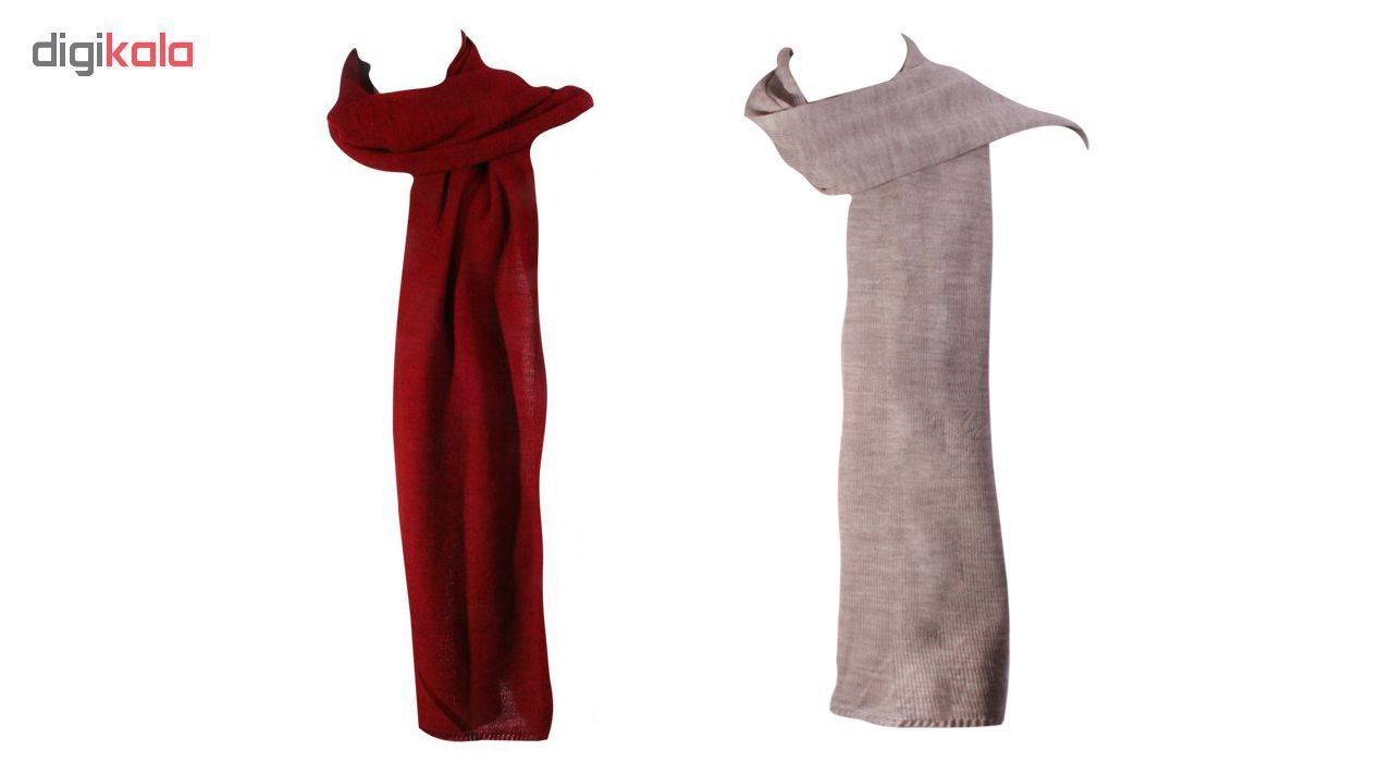شال بافت زنانه برند ایران ترکی مدل baft در رنگ قرمز و خاکستری طرح شال بافتنی -  - 3