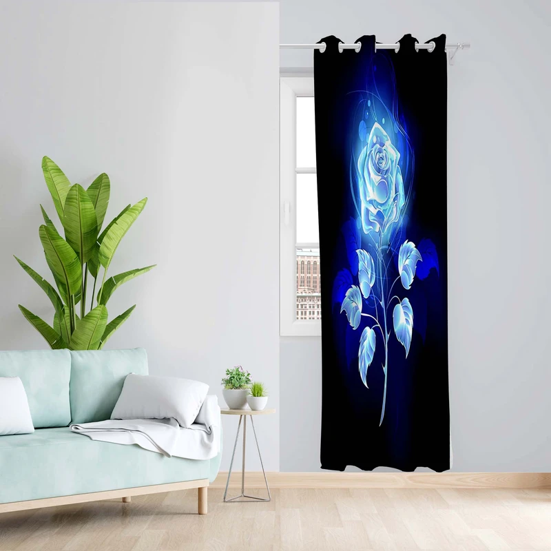 پرده طرح گل رز مدل مخمل پانچی کد 5071 z سایز 140x200 سانتی متر