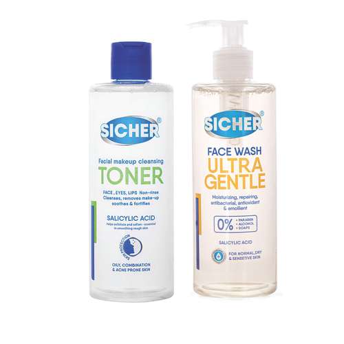 ژل شستشوی صورت سیچر مدل SALICYLIC ACID حجم 300 میلی لیتر به همراه تونر سیچر مدل SALICYLIC ACID