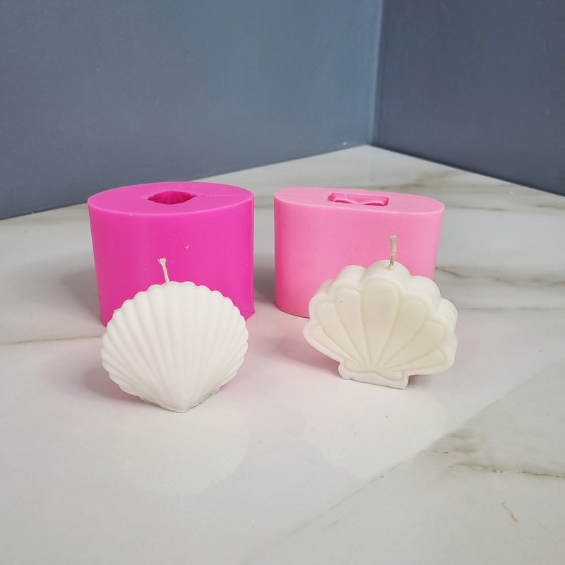 قالب شمع مدل صدف ساده و کلاسیک مجموعه 2 عددی