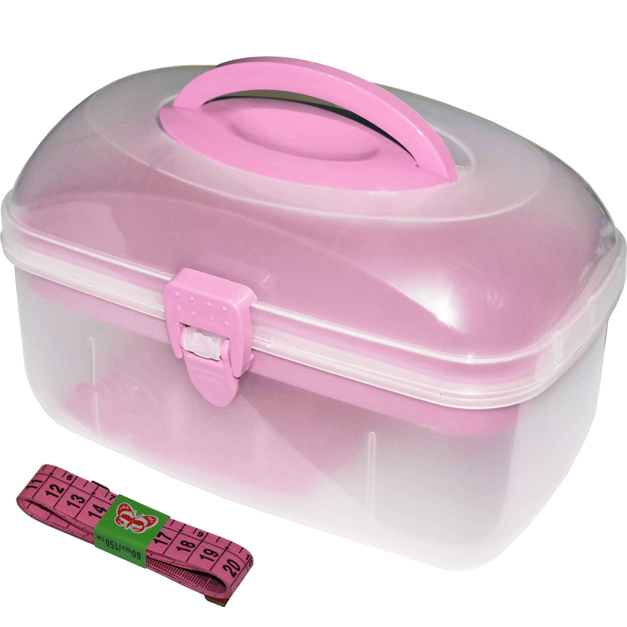 جعبه لوازم خیاطی ابتکار مدل Pink به همراه متر خیاطی