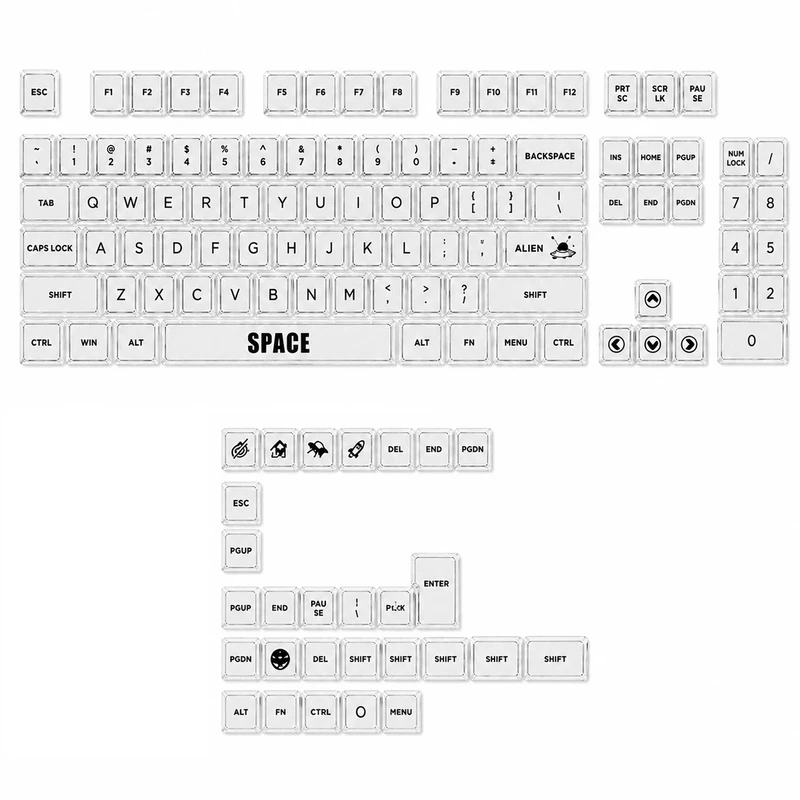 دکمه کیبورد مدل Space Fully Transparent MDA Keycaps Full Set