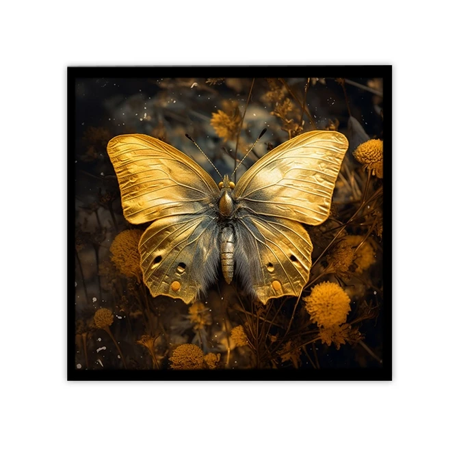 تابلو نوری بکلیت طرح طبیعت و پروانه طلایی مدل B-MID-19004