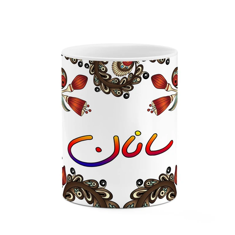 ماگ کاکتی مدل اسم سانان طرح سنتی گل و بته کد mgh45526
