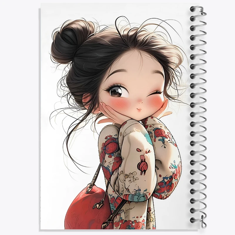 دفتر مشق 50 برگ خندالو طرح دخترانه کیوت کد N4374